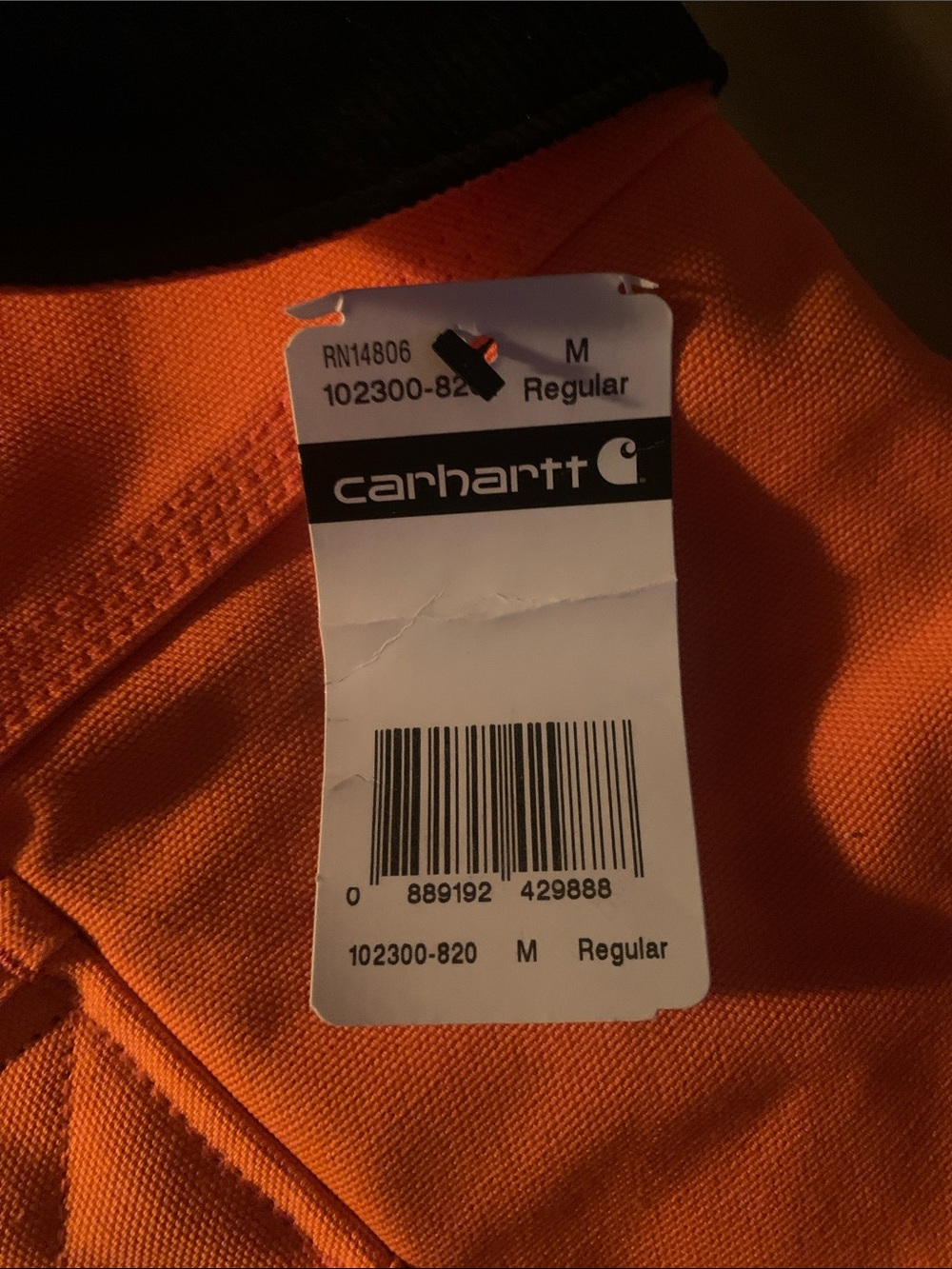 Carhartt Orange Dog Coat with Black Trim - Picture 5 of 5